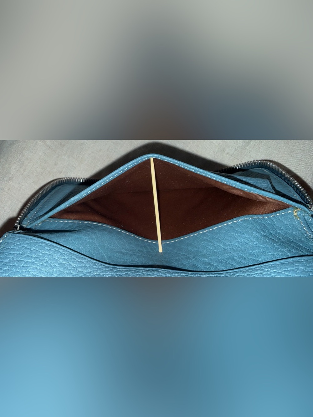Dooney & Bourke Greyish Blue Zip-Around Leather Wallet - Picture 8 of 16